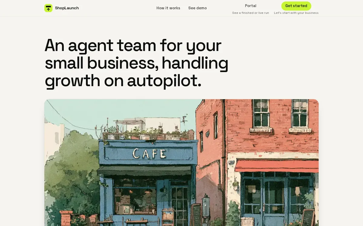 ShopLaunch live site landing page